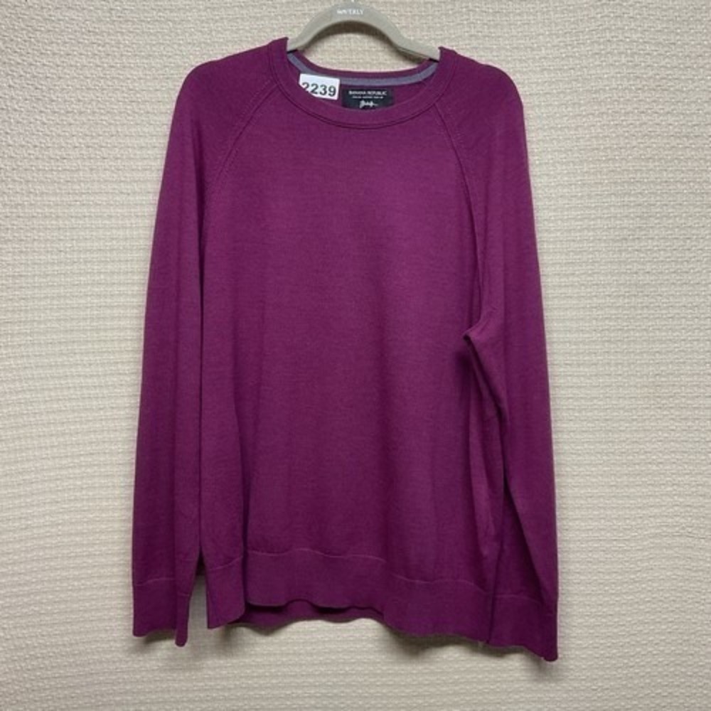 NWOT Banana Republic Baruffa Raspberry CrewNeck Sweater Men XL China 100% Wool